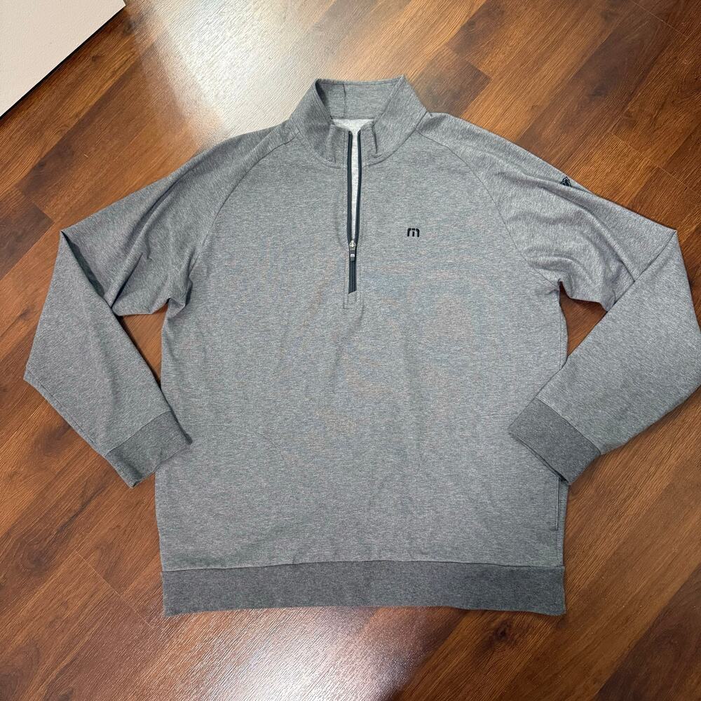 Travis Mathew Zachary 1/4 Zip Performance Golf Pullover Preppy Pockets Gray XL